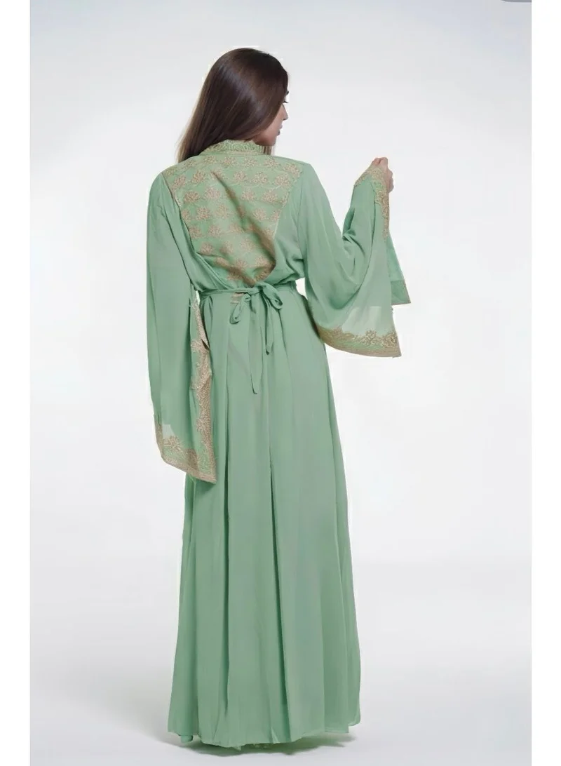 Al Bent Al Sharqieh green embroidered kaftan jalabiya dress for Women | Best Price UAE